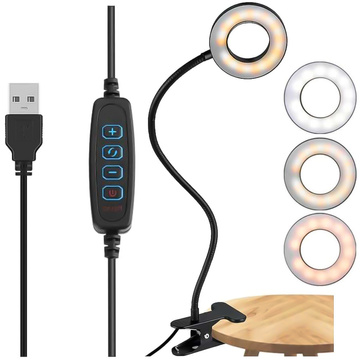 Lampe flexibler Ring Lampe Alogy Clipring für Schreibtisch flexible Universalfernbedienung USB Schwarz