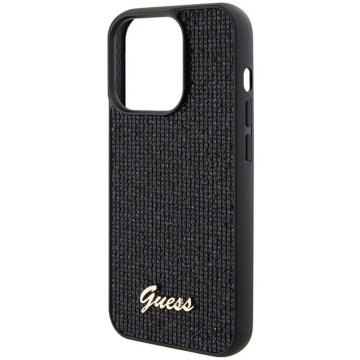 Original GUESS Hardcase GUHCP15LPMSDGSK Hülle für iPhone 15 PLUS (Disco Script Metal / Schwarz)