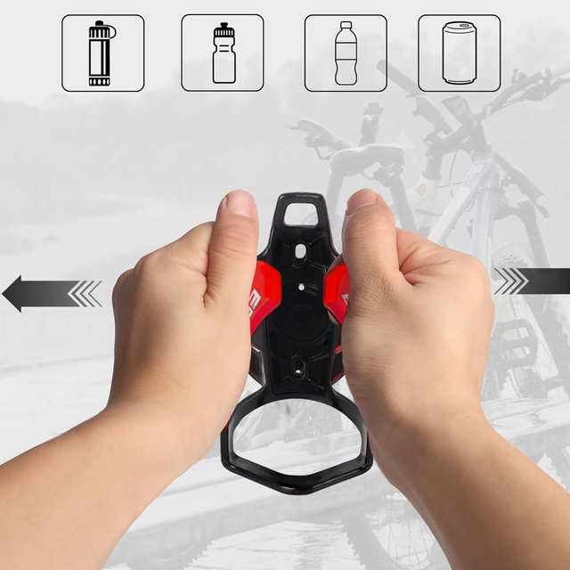 Koszyk na bidon napój butelkę wodę uchwyt rowerowy do roweru bidonu uniwersalny z miejscem na Airtag Czarno-czerwony