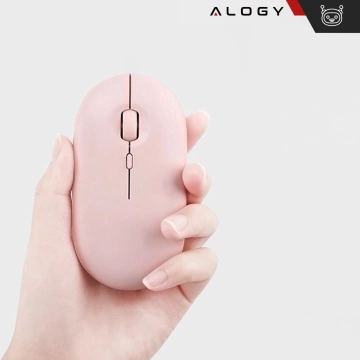 Alogy kabellose Maus, kleine ergonomische Maus für Laptop, PC, Bluetooth, 2,4 GHz, leises Rosa