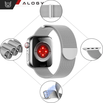 Alogy Stahlarmband für Apple Watch 42/44/45/49 mm Edelstahl Silber