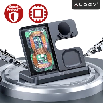 Ładowarka Bezprzewodowa Indukcyjna 3w1 Qi 3.0 Szybka do Samsung S22 S23 S24 S25 Galaxy Watch Buds Stacja czarna