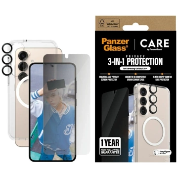 CARE by PanzerGlass 3in1 Schutzset Privacy Glass Lens Case für Samsung Galaxy S25