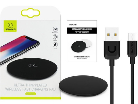 USAMS 10W US-CD24 iPhone 8 X MFI Induktionsladegerät schwarz