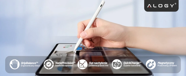 Rysik Dotykowy Stylus Pen do Telefonu i Tabletu, Precyzyjny Pencil do Apple iPad, Alogy SmartStylus™ – Biały