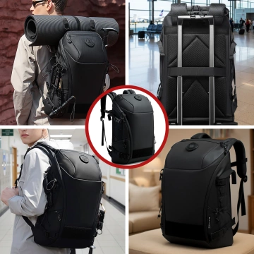 Bange wasserdichter Rucksack für 15,6-Zoll-Laptop, Stadtreisender, 45 x 30 x 16 cm, für Arbeit, Flugzeug, Herren, Damen, mit USB-Anschluss Schwarz