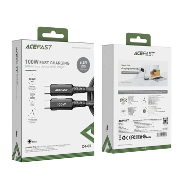 Acefast kabel USB Typ C - USB Typ C 2m, 100W (20V/5A) czarny (C4-03 Black)