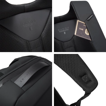 Bange Diebstahlsicherer, wasserdichter Rucksack für 15,6"-Laptops, ideal für Stadtreisen, 46 x 30 x 15 cm, für Arbeit und Flugreisen, für Damen und Herren, mit USB-Anschluss und Zahlenschloss, Schwarz