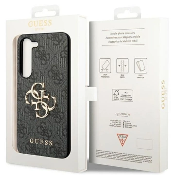 Original GUESS Hardcase GUHCS23FE4GMGGR Hülle für Samsung Galaxy S23 FE (Big Metal Logo / Grau)