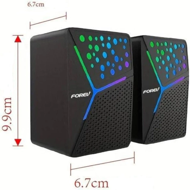Forev Głośniki Stereo Czarny PC RGB Podświetlane