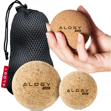 Korkball Set mit 2 ECO-Bällen für Muskelmassage-Massagegerät, hart, klein, Korkbälle 6 cm und 5,3 cm, Alog-Tasche, Sport-Fitness
