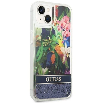 Etui Guess GUHCP14SLFLSB do Apple iPhone 14 6,1" niebieski/blue hardcase Flower Liquid Glitter