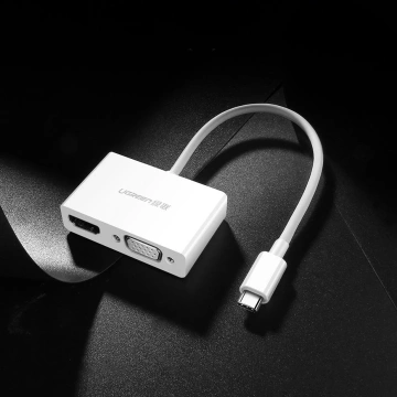 Ugreen Adapter Videokonverter USB Typ C - HDMI / VGA weiß (MM123)