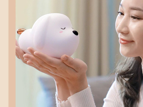 Baseus Nachttischlampe für ein Kind, Silikon-LED-Hund, weiß