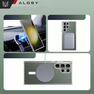 Hülle für Samsung Galaxy S24 Ultra Mag Safe Case Rückseite Gehäuseabdeckung Anti-Shock Clear Alogy Transparent