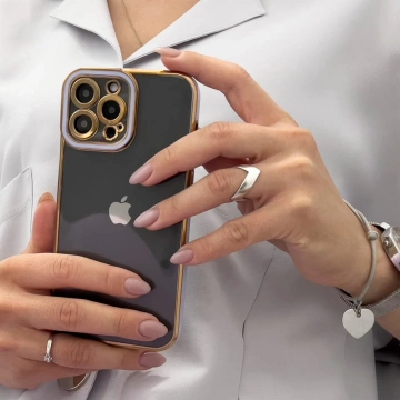 Fashion Case etui do iPhone 12 Pro Max żelowy pokrowiec ze złotą ramką czerwony