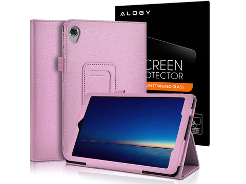 Etui Stand Cover Alogy stojak do Lenovo Tab M8 TB-8505 Różowe + Szkło