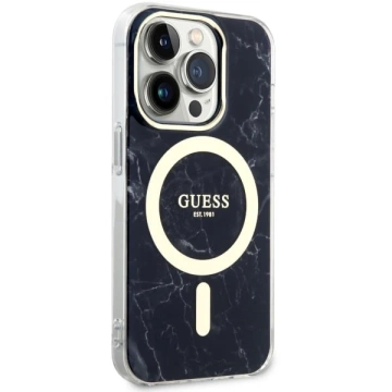 Etui für Telefon Guess GUHMP14XPCUMAK für Apple iPhone 14 Pro Max 6,7" Czarny/Black Hardcase Marble MagSafe
