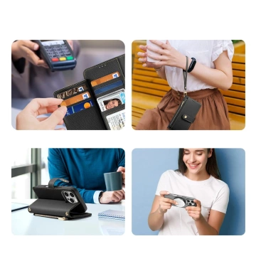 Etui ochronne do iPhone 16 Pro Dux Ducis Lawa skórzane MagSafe portfel czarne