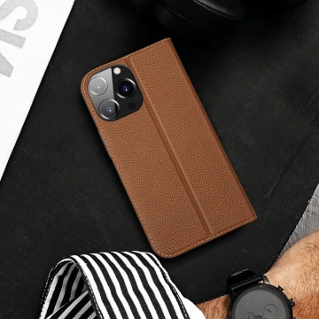 Dux Ducis Skin X2 Hülle für iPhone 14 Pro Max magnetische Flip-Cover braun