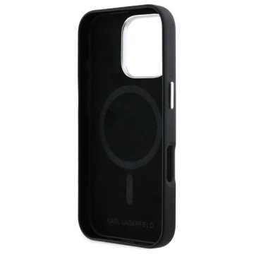 Karl Lagerfeld Hülle für iPhone 16 Pro 6,3" Schwarz MagSafe Hardcase FW Metallplatte