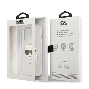 Handyschutzhülle Karl Lagerfeld KLHCP13LKHTUGLGO für Apple iPhone 13 Pro / 13 6.1" Gold/Gold Hardcase Glitter Karl`s Head