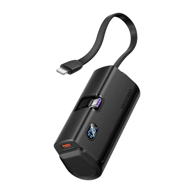 Powerbank Vention Schwarz 4800mAh 22,5W LED Lightning USB-C Schwarz Handheld