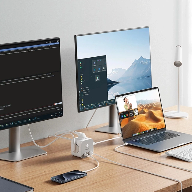 Kostka zasilająca Baseus PowerCombo 7w1 4000W 20W USB-C Biała