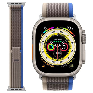 Alogy Sportarmband Nylon Klettverschluss für Apple Watch 1/2/3/4/5/6/7/8/SE (38/40/41mm) Blau Grau