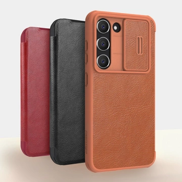 Nillkin Qin Leather Pro Case Samsung Galaxy S23 Flip Cover Camera Cover rot