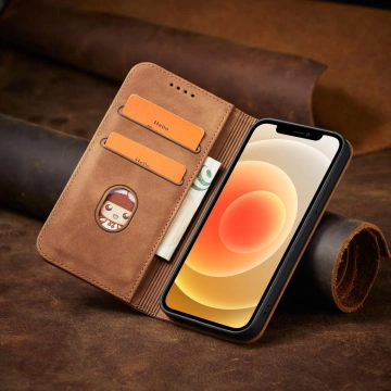 Magnet Fancy Case Case für iPhone 12 Pro Max Tasche Brieftasche Kartenhalter Braun