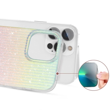 Kingxbar Travel Series Luxury Elegant Case für iPhone 13 Pro Blau / Orange (Wolken)