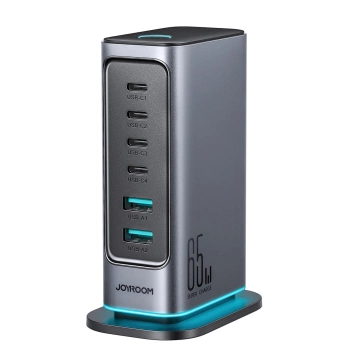 Joyroom 65W GaN-Multiport-Ladegerät, 4x USB-C, 2x USB-A, dunkelgrau