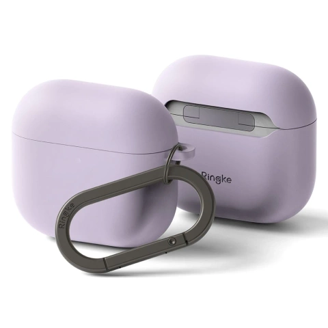 Etui do Apple AirPods 4 Ringke Silicone Light Purple + Karabińczyk