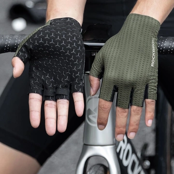 Rękawiczki rowerowe Rockbros oddychające, krótkie palce, rozmiar: XL - szare