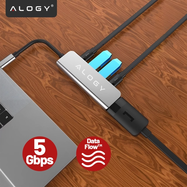 Hub 5w1 USB-C do USB-C PD100W, USB-C, USB.A 2.0, USB.A 3.0, HDMI 4K 30Hz / 1080p 60Hz – Alogy MultiHub™ Do Notebooka Laptopa