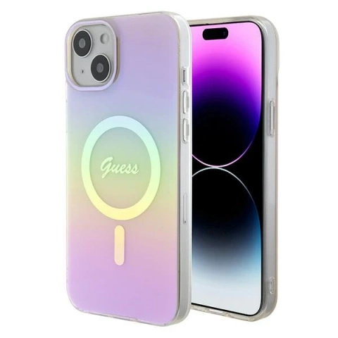 Etui Guess GUHMP15MHITSP für iPhone 15 Plus 6,7" Hardcase IML Iridescent MagSafe rot/rosa