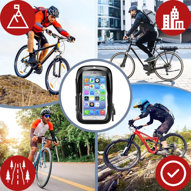 Etui torba wodoodporna rowerowa sakwa na rower na telefon 6.4 cali uchwyt na kierownicę 0.5L Alogy czarna