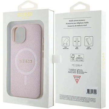 Guess GUHMP15MPSAHMCP Hülle für iPhone 15 Plus 6,7" Hardcase Saffiano MagSafe rosa/rosa