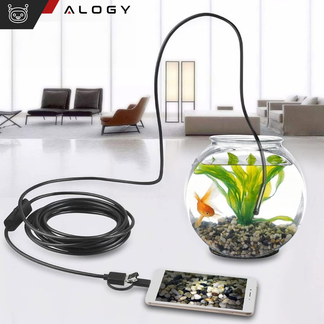 Kamera inspekcyjna endoskopowa micro USB + USB-C + USB Full HD 3m 8mm Endoskop Alogy Hard Wire