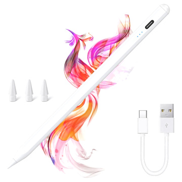 Rysik do Apple iPad Alogy Pencil z funkcją Palm Rejection Pressure Sensing Tilt Magnetyczny USB-C + 3 zapasowe końcówki Biały