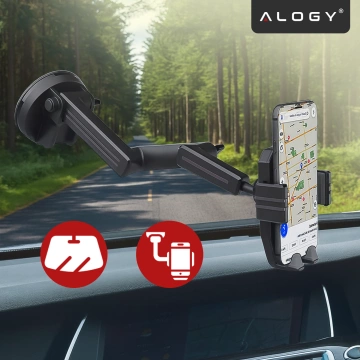 7,2-Zoll-Autotelefonhalter für LKW, Bus, LKW, Bagger, Auto, 43 cm lang, für das Cockpitfenster, Alogy, Schwarz