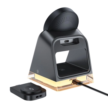 Acefast E17 MagSafe 3in1 Induktives Ladegerät 15W USB-A USB-C Kabel - Schwarz