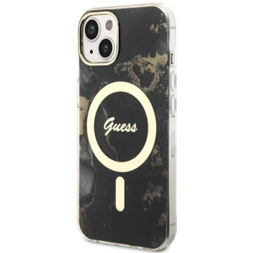 Etui für Telefon Guess GUHMP14MHTMRSK für Apple iPhone 14 Plus 6.7" Czarny/Black Hardcase Golden Marble MagSafe