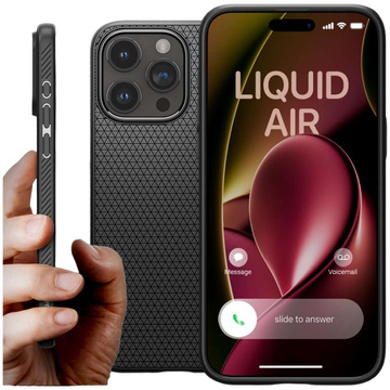 Hülle für iPhone 15 Pro Max Spigen Liquid Air Case, Gehäuse, schützende Rückseite, Mattschwarz