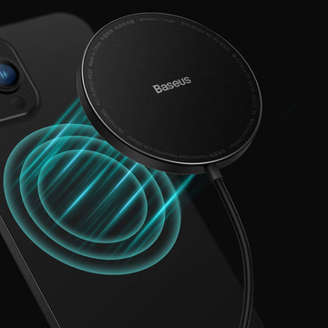 Ładowarka indukcyjna Qi Bezprzewodowa MagSafe Baseus Simple Mini2 15W do iPhone 14 13 12 Czarna
