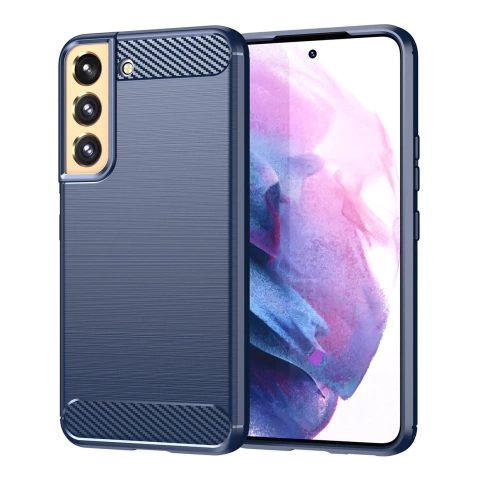 Etui na telefon Carbon Case do Samsung Galaxy S23+ Plus elastyczny silikonowy karbonowy pokrowiec niebieskie