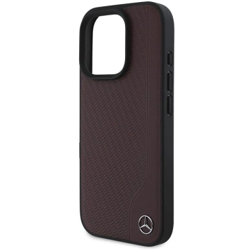 Etui Mercedes für iPhone 16 Pro Max 6,9" Czerwony MagSafe Hardcase MB Wood Kunstleder