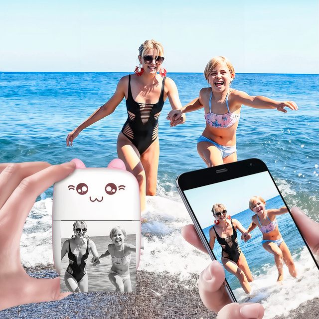 Drukarka termiczna Drukuś z 6 szt. rolkami papieru termicznego dla dzieci Różowy