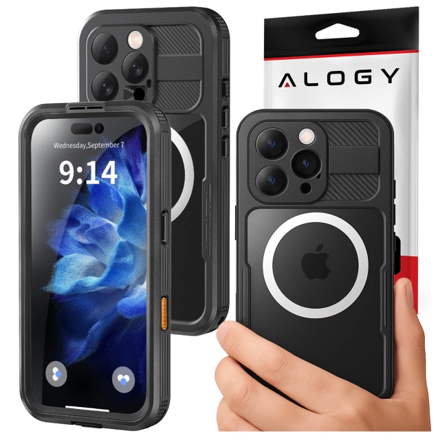 Etui Wodoodporne Alogy HydroArmor™ IP68 Case z przezroczystym tyłem Pancerna obudowa 360 do MagSafe do Apple iPhone 16 Pro Max